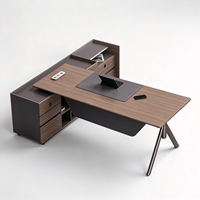Bureau de direction moderne avec armoire latérale, table de direction en forme de L pour le bureau