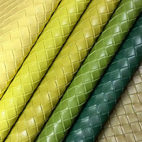 10 Tas Kulit Imitasi PVC Pola Tenun Besar untuk Furnitur Sofa Mainan Alat Tulis Tahan Kotoran Motif Kotak-kotak Timbul Model GH371