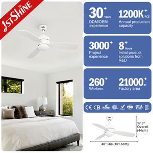 1stshine พัดลมเพดานอินเวอร์เตอร์ไม้แฟนซีใบพัด40นิ้วรีโมทไฟ LED สีขาวพัดลมติดเพดานแอปอัจฉริยะ - Product Image 3