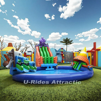 Toboggan gonflable de style pieuvre avec équipement de piscine, toboggan terrestre gonflable en forme d'escargot marin, parc aquatique pour aire de jeux publique en extérieur