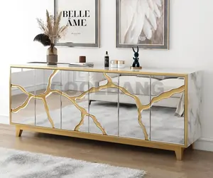 Armario de vino de estilo italiano de lujo con espejo para sala de estar, mueble de cocina con cajones para hotel