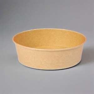 Vente en gros Bol en papier kraft alimentaire jetable étanche de taille personnalisée avec logo Saladier PE revêtu d'un couvercle - Product Image 1