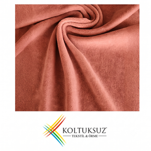 ผ้ากำมะหยี่ถักเนื้อนุ่มสีชมพูแซลมอน พรีเมียม 240gsm ผลิตจากผ้าฝ้ายผสมโพลีเอสเตอร์ 80/20 แบบม้วน สำหรับขายส่งเสื้อผ้า - Product Image 2