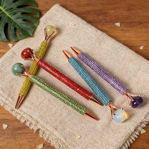 Venta al por mayor de bolígrafos de piedra natural pulida hechos a mano, coloridos, de alta calidad, herramienta de escritura DIY con embalaje de burbujas - Product Image 4