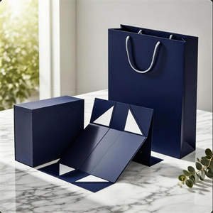 Gold Foil <b>Magnetic</b> Closure Self-Erecting Paperboard Mailer <b>Gift</b> <b>Box</b> with Rectangle Shape Handle Die Cuts for Craft Packaging - Product Image 3