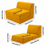 Canapé-lit pliable une place en tissu japonais chenille, chaise convertible en éponge, canapé compressé en boîte pour appartement, hôtel, villa