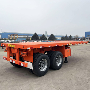 Nhà Máy Giá Mới Màu Xanh Lá Cây Tùy Chỉnh 12M 2 3 Trục 20ft <span class=keywords><strong>40ft</strong></span> Phẳng <span class=keywords><strong>Container</strong></span> Khung Xe Giường Phẳng Thấp Máy Xúc <span class=keywords><strong>Semitrailer</strong></span> Phẳng - Product Image 2