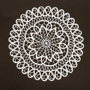 Ethnic Style <b>Round</b> Lace Embroidered Polyester Heat Resistant Non Slip Washable <b>Table</b> Dining Placemat Mat Set - Product Image 4