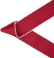 Pita Bordir Putih 1 1/2 Inci 38mm dengan Tepi Bersulam Moonstitch, Pita Grosgrain Dua Sisi 100% Poliester untuk Ikat Rambut
