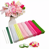 Kit de fleurs en fil de chenille, fils de chenille pastel de 8 mm extra épais pour fleurs géantes DIY et décoration intérieure