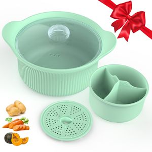 Nồi hấp silicon không tráng phủ, cấp thực phẩm, đ<span class=keywords><strong>a</strong></span> năng, có thể dùng trong lò vi sóng, có tay cầm và nắp, dễ vệ sinh - Product Image 1