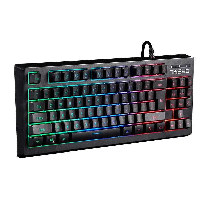 Игровая клавиатура 87 клавиш RGB, USB-подсветка, портативная игровая клавиатура со светодиодной подсветкой, эргономичная беспроводная клавиатура