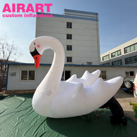 Décoration d'activités de plein air, cygne gonflable blanc, animal gonflable LED pour exposition