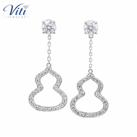 Boucles d'oreilles pendantes élégantes en platine PT950 avec diamants de laboratoire taille marquise ajourés en forme de gourde, bijoux fins symboliques