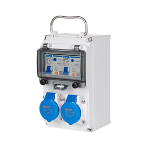 Boîte de distribution de prises portable 6 voies avec étui de transport étanche, prises étanches, gris industriel, configuration 4 - Product Image 4