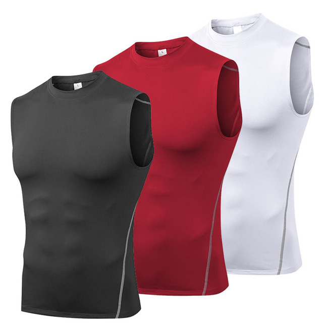 Sleeveless Tank Top Base Layer Men's Athletic Compression Shirts Sports Workout for Basketball Customized Plus Size Polyester