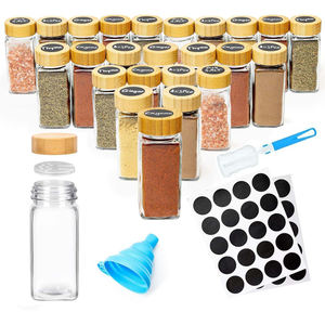 Recipientes para Especias de 4oz/120ml, Tarro Cuadrado para Especias de Cocina con Tapa de Madera y Tapa de Bambú - Product Image 1