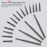 Ensemble de pinceaux à ongles professionnels Hechunzi avec embouts remplaçables en forme de bambou, corps entièrement métallique, pour la peinture au gel en salon