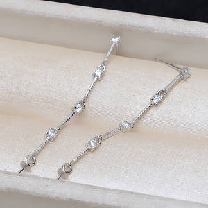 S925 Silver Long Tassel Ear <b>Hook</b> Three Chain O-Chain <b>Earrings</b> DIY Pearl Ear <b>Hook</b> Accessories Empty Jewelry Findings Components - Product Image 3