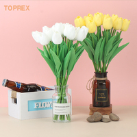 Arrangement de Bouquet de Fleurs Décoratives de Tulipe Artificielle Vraie Touche Plante Fête de Mariage Événement Table Centre de Table Maison Jardin