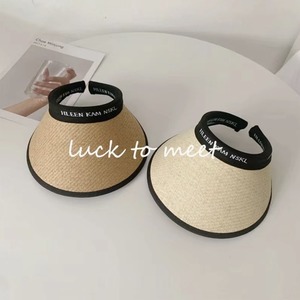 Chapeau de protection solaire d'été à visière ouverte, à large bord, en paille tressée double couche, protection UV, réglable pour femmes - Product Image 4