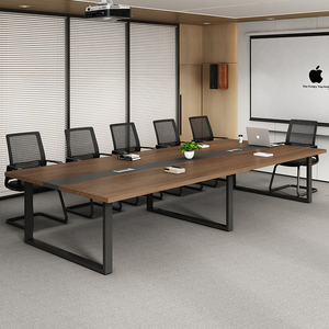 Modern, Minimalist Wood-grain Office Conference Tables and Chairs Suitable for <b>Small</b> Meeting Rooms or School Principals' Offices - Product Image 4