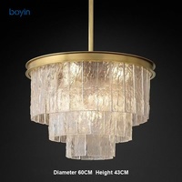 Lustre de luxe en laiton massif à effet d'ondulation, lampe suspendue postmoderne pour villa, salon, salle à manger, chambre à coucher, luminaire de plafond créatif