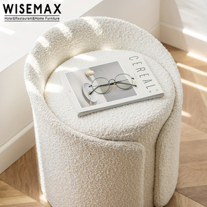 MUEBLES WISEMAX, venta al por mayor, muebles para el hogar, tela de tapicería otomana, sala de estar, pequeño <span class=keywords><strong>taburete</strong></span> redondo <span class=keywords><strong>con</strong></span> <span class=keywords><strong>respaldo</strong></span> <span class=keywords><strong>bajo</strong></span> para Villa - Product Image 5