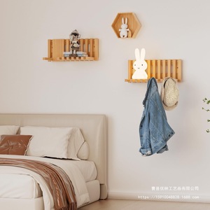 Wooden <b>Wall</b>-<b>Mounted</b> <b>Shelf</b> Grid Storage Rack For Books And Decorative Items Living Room Bedroom Use Durable Design - Product Image 3