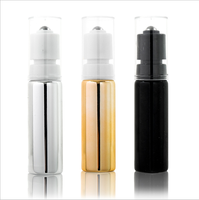 Flacon à pression noir, or ou argent, 5/10/15/20ml, bouteille de parfum, diffuseur d'huiles essentielles et de revêtement UV, avec boule en acier