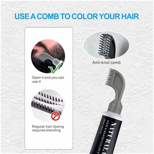 Peine de tinte negro para Barba, 80ml, cubierta hidratante para Barba, tinte de bigotes blanco o gris, contiene aceite de coco, peine antinudos, tinte para Barba - Product Image 5