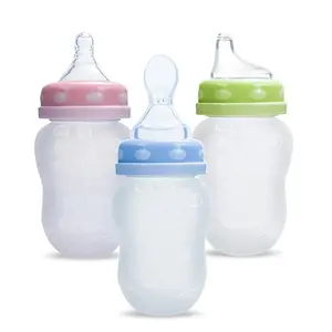 新3在1 180毫升硅胶婴儿奶瓶，用于勺子使用，水，牛奶，食品喂养接受OEM/ODM服务