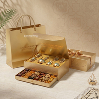 Caja de Regalo Personalizada con Cierre Magnético y Lámina Dorada para Dulces de Eid, Caja de Regalo Personalizada para Eid Mubarak con Dos Capas