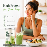 Latte protéiné au matcha glacé végétalien |   Mélange de protéines végétales avec du matcha |   Remplacement de repas pour le petit-déjeuner et reconstitution énergétique après l'exercice