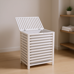 Panier à linge 55L en bambou rectangulaire avec sac intérieur amovible pour le rangement du linge - Product Image 2