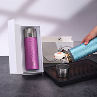 Mug de voyage isotherme à double paroi en titane, finition martelée, avec infuseur à thé – Tasse thermique de luxe pour le bureau