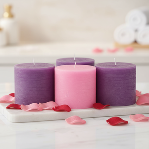 Lilin Pilar Votive Lilin Aroma Lavender Buatan Tangan, Bulat 3x6 Inci, Set 5, Tahan Lama, Tanpa Tetesan, Tanpa Aroma, Untuk Pernikahan, Ulang Tahun, Pesta - Product Image 1