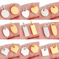 Pendentif personnalisé en acier inoxydable poli, forme cœur, hexagone, rond, ovale, rectangle, avec logo gravé au laser pour la fabrication de bijoux