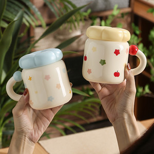 Novelty Milk Tea Cup Cute Ceramic Coffee Mug with Lid for Girls - Product Image 6