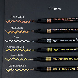 Pintura a base de aceite Dorado Plata Cobre Bronce Espejo líquido Cromo brillante Marcador Pluma de pintura de uñas - Product Image 2