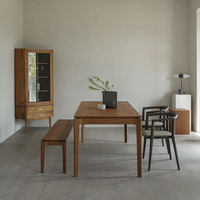 Table à manger rectangulaire en bois massif de noyer, style Mid-Century Modern, pour la maison et l'hôtel