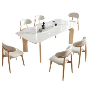 Фабрика Foshan, современный дизайн, мебель для обеденного стола, мраморный столик, обеденный стол, набор роскошных стульев из массива дерева, Bsae