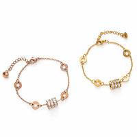 Bracelet en acier inoxydable Huibao avec breloque chiffres romains et pendentif barillet en zircon cubique, chaîne réglable pour femme