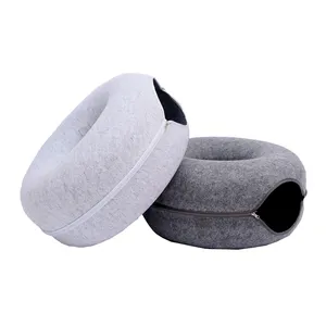 Hard Gray Color Felt Cat Bed Tunnel Cat Cave Customized Brand