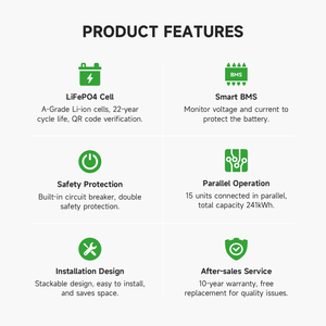 Batería Solar Apilable KEVOLT para Almacenamiento de Energía Doméstica, 5kWh, 10kWh, 16kWh, 48V, Paquete de Baterías LiFePO4, 20kWh, 50kWh, 100kWh, Batería de Litio - Product Image 2