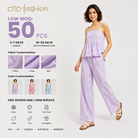 Ensemble pantalon deux pièces à carreaux vichy pour femme, haut caraco à bretelles fines et volanté, pantalon large en mousseline, tenue d'été décontractée