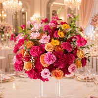 Nouveauté - Fleurs artificielles modernes orange et rose - Arrangements floraux pour mariage - Décoration de mariage