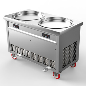 Máy làm kem sữa chua thương mại thông minh 50cm Áp lực gấp đôi chiên kiểu Thái sữa chua chiên kiểm soát nhiệt độ - Product Image 2