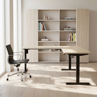 Bureau de direction en L en bois réglable électriquement et personnalisable avec boutons de mémoire, fabriqué en usine