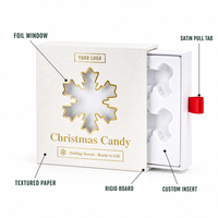 Boîte cadeau tiroir personnalisée pour bonbons de Noël avec fenêtre flocon de neige et estampage à chaud doré pour emballage de fêtes en gros